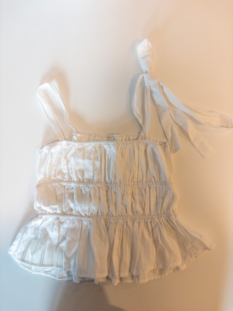 Nwot Lewkin Ruffle Smocked Babydoll Tank Top White — image 4 of 7